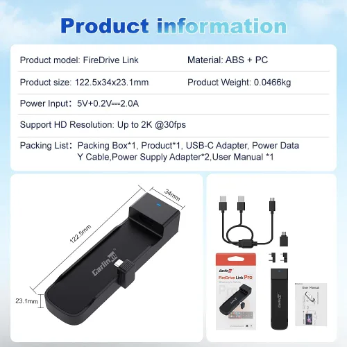 Vista 9 de Carlinkit FireDrive Link Pro Convertidor de TV para Coche, Adaptador Inalámbrico CarPlay con HDMI para Streaming de Fire TV Stick, Convierte CarPlay