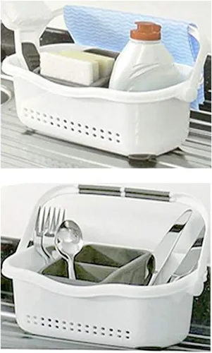 Vista 5 de 1 organizador de esponja para fregadero de cocina, organizador de almacenamiento, escurridor de jabón, colador