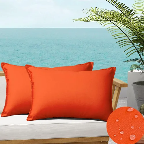 Vista 16 de 4 fundas de almohada impermeables de color azul claro para exteriores, fundas de almohada cuadradas modernas para patio, banco, muebles de patio 4