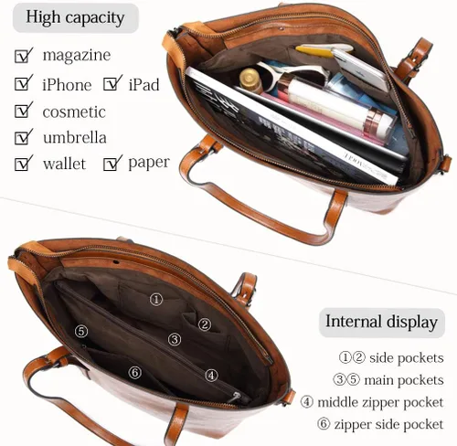 Vista 4 de Pahajim - Bolsos de piel para mujer con asa superior