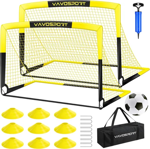 Vista 14 de Juego de porterías de fútbol para niños para patio trasero – 2 de 4 x 3 pies, equipo portátil de entrenamiento de portería de fútbol, red de fútbol
