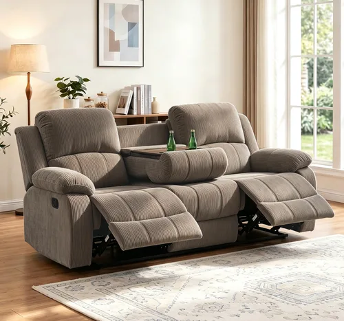 Vista 19 de Juego de sofá reclinable de 2 piezas, sofá reclinable de tela y sofá biplaza para sala de estar, sofá reclinable azul para sala de estar, oficina