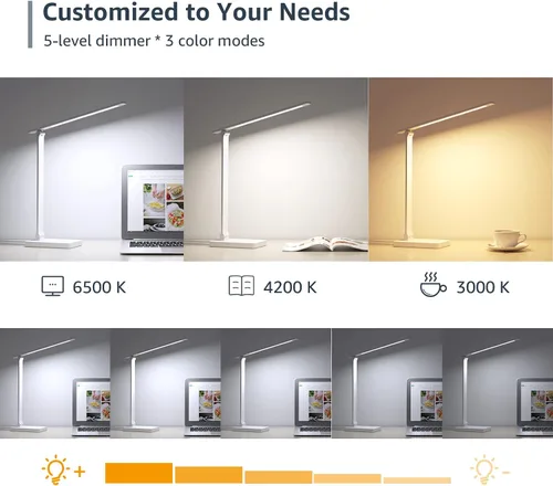 Vista 6 de Lepro Bundle - Lámpara de escritorio LED blanca y lámpara de mesa LED (plata)