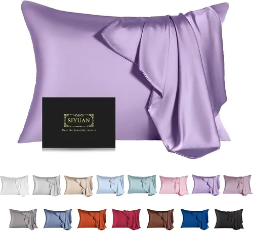 Vista 21 de Funda de almohada de seda de morera para cabello y piel - Funda de almohada de seda refrescante con cremallera oculta, de doble lado, suave
