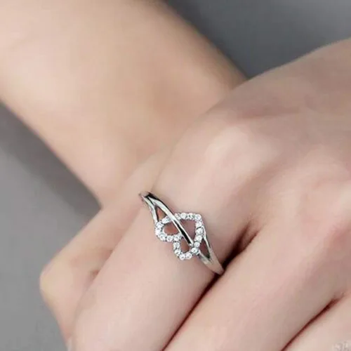 Vista 2 de Jude Jewelers Anillo de propuesta de compromiso de boda en forma de corazón de acero inoxidable