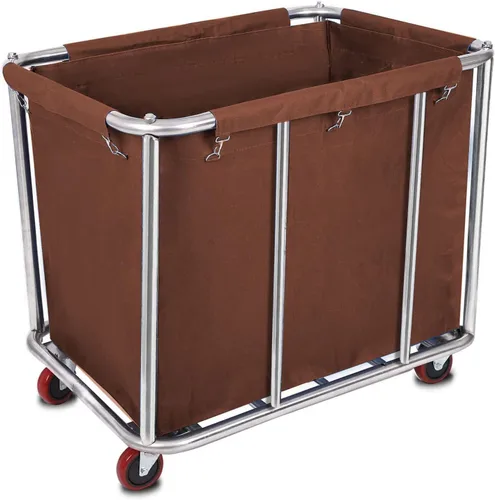 Vista 12 de Cesta de lavandería con ruedas de 105 galones, carrito comercial de gran capacidad para ropa resistente de 400 litros con marco de acero inoxidable
