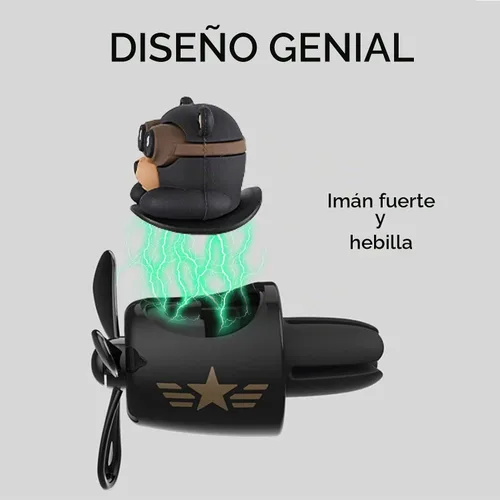 Vista 3 de Ambientadores para automóvil, diseño de oso piloto, lindo difusor giratorio para automóvil, diseño de caricaturas, salida de aire automotriz