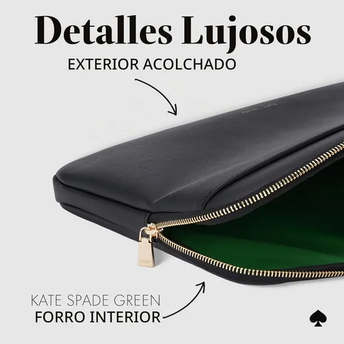 Vista 4 de kate spade new york Saffiano - Funda para laptop con exterior acolchado de Saffiano-Negro
