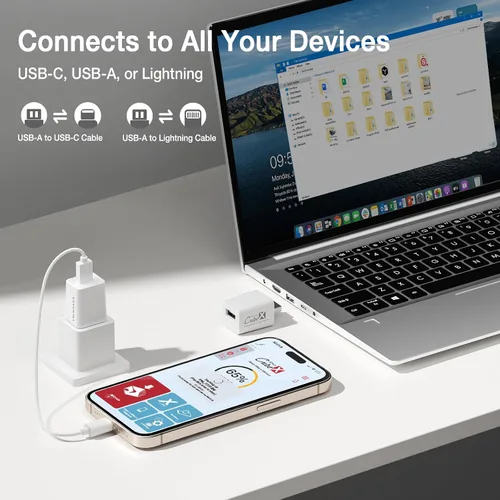 Vista 5 de iXflash Cube - Copia de seguridad automática de fotos mientras se carga, unidad flash USB de 128 GB para iPhone y iPad, Apple MFi USB 3.2 tipo A