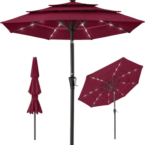 Vista 15 de Best Choice Products - Sombrilla solar de 10 pies de 3 niveles para patio, sombrilla de sol para exteriores, mercado, patio trasero, terraza, junto