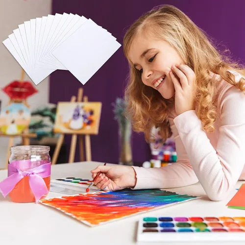 Vista 3 de TecUnite 60 hojas de papel de acuarela, arte a granel, blanco prensado en frío, papel de pintura para dibujo de acuarelista artista