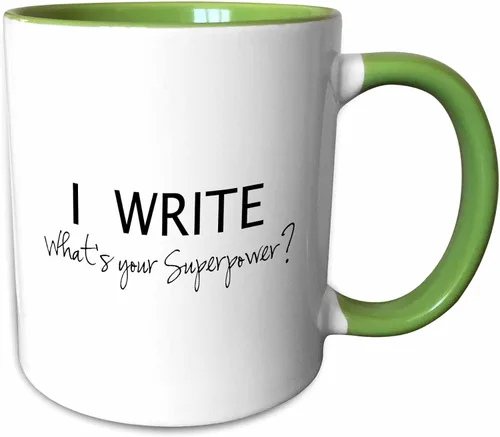 Vista 8 de 3dRose I Write - Whats your superpower - divertido regalo de 11 oz taza amarilla de dos tonos Amarillo