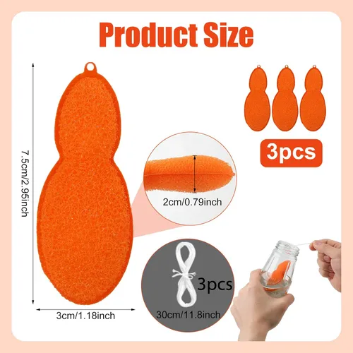 Vista 2 de 3 esponjas de limpieza de botellas en forma de frijoles, esponja limpiadora de botellas de agua Magic Beans con bolas de cerámica, esponjas