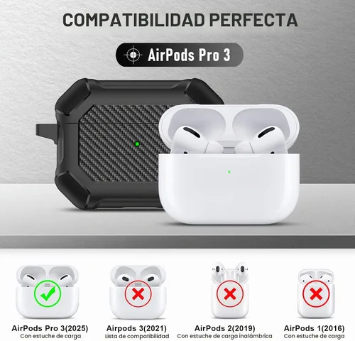 Vista 7 de Maxjoy Funda para AirPods Pro 3 (2025), funda protectora rígida compatible con Airpods Pro de 3ª generación con kit de limpiador de llavero