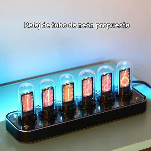 Vista 2 de Reloj Nixie, tubo de imitación brillo IPS base de aleación de aluminio, soporte de carga de imágenes personalizadas, interruptor de 12/24 horas, 40