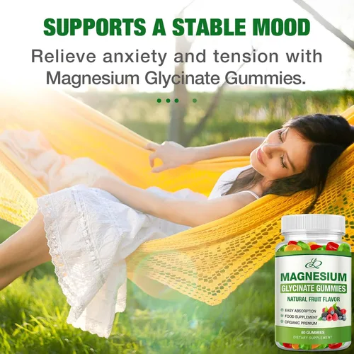 Vista 4 de Gomitas de glicinato de magnesio para adultos y niños, 600 mg, suplemento de magnesio y potasio de alta absorción para dormir, L-treonato