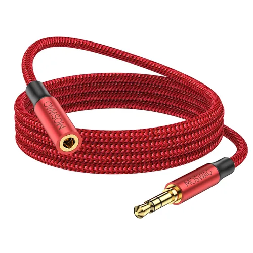 Vista 7 de MOSWAG Cable de extensión de 3.28 pies y 0.1 in de audio macho a hembra Negro