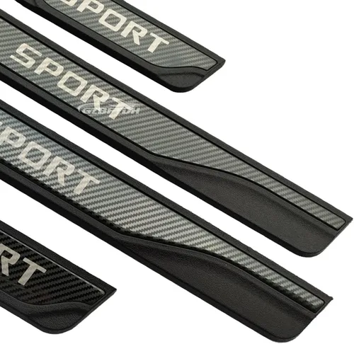 Vista 3 de Protector de rasguños para umbral de puerta de automóvil, compatible con accesorios Volvo XC40 XC60 XC90, placa de entrada de puerta de acero Carbon