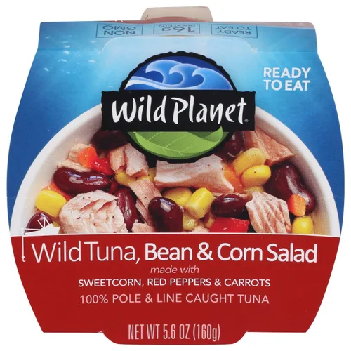 Vista 6 de Wild Planet Ensalada de quinua de atún silvestre lista para comer con maíz dulce orgánico, calabacín y guisantes, ensalada de atún, 5.6 onzas