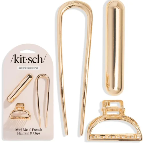 Vista 10 de Kitsch Horquilla francesa para mujer, accesorios para el cabello dorado con Concha de almeja