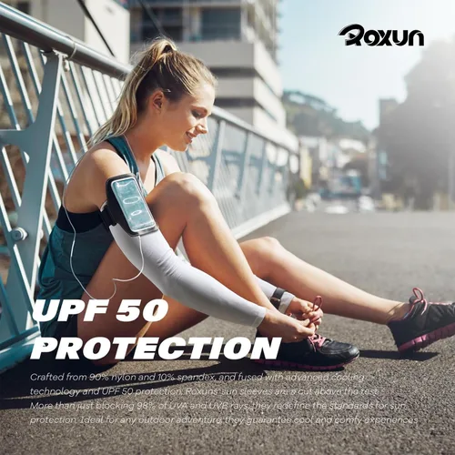 Vista 5 de Mangas de brazo, compresión deportiva de protección solar UV refrescante para hombresmujeres