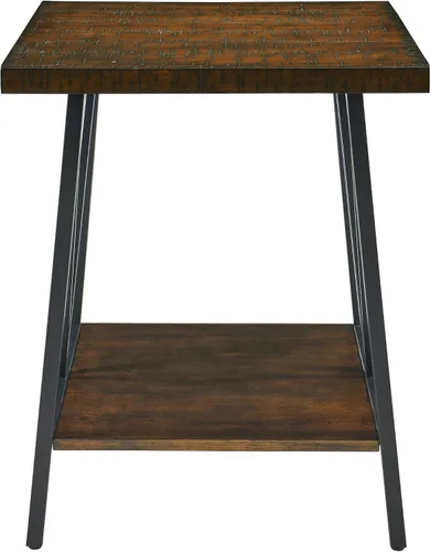 Vista 7 de Mid-Century Morden - Mesa auxiliar con almacenamiento, mesa auxiliar vintage de granja para sala de estar, mesa de noche rústica industrial