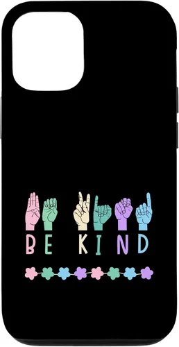 Vista 28 de Sign Language Be Kind Kindness ASL Pastel Pink Purple Blue Case for iPhone 16