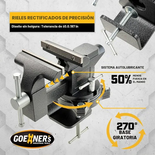 Vista 7 de Tornillo de Banco o Tornillo de Mesa 2 en 1 Actualizado de 4.5 Pulgadas, Prensa de Abrazadera para Banco de Trabajo Construida con Acero Fundido