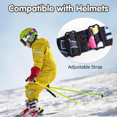 Vista 6 de Gafas de esquí para niños, con correa antideslizante, gafas de snowboard
