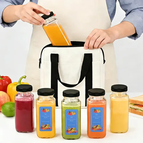 Vista 7 de Paquete de 16 botellas de jugo de vidrio de 8 onzas con tapas