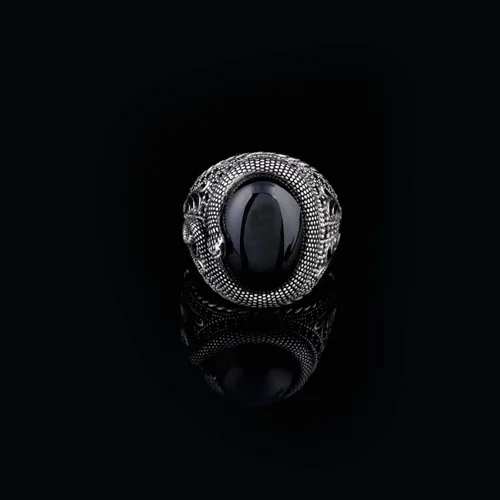 Vista 2 de Mens Handmade Ring, Black Onyx Men's Ring, Snake Ring, Black Onyx Ring Sterling Silver, Mens Onyx Snake Ring, Gift for Boyfriend