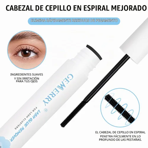 Vista 4 de GEMERRY Removedor de pestañas para extensiones de pestañas 5ml Pegamento para racimos de pestañas para racimos de pestañas Removedor de extensiones