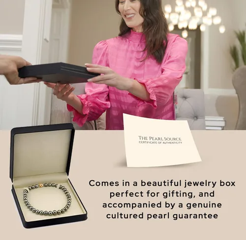 Vista 3 de The Pearl Source Collar barroco de perlas de Tahití para mujer, collar de perlas de oro de 14 quilates, collar de perlas de 18 pulgadas de longitud