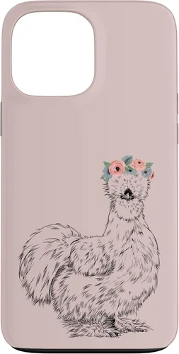 Vista 24 de Silkie Chicken with Floral Headband Farm Animal Funda para iPhone 17