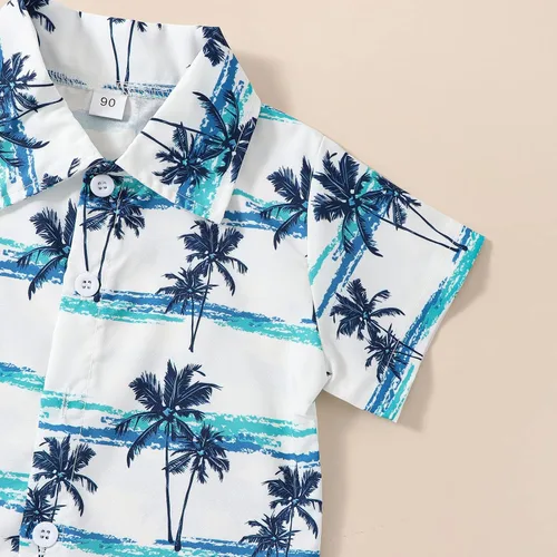 Vista 5 de fhutpw Ropa para bebé y niño pequeño 2T 3T 4T 5T Verano Niños Conjunto de camisa de manga corta con botones y pantalones cortos