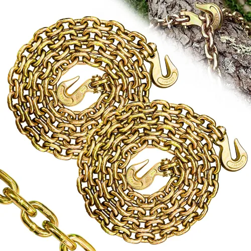 Vista 9 de Cadena de remolque de 1/4" Cadena de troncos G80 con gancho de agarre de horquilla G70 para remolque Cadenas de seguridad de transporte de 20 pies