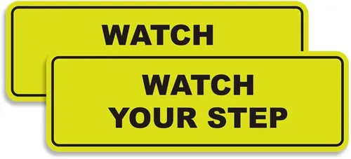 Vista 11 de Signs ByLITA Letrero estándar para pared o puerta con texto en inglés «Watch Your Step», señalización de salud y seguridad (negro), mediano