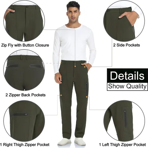 Vista 2 de sherelie Men's Snow Ski Pants Fleece Lined Hiking Pants Softshell Water-Resistant Cargo Pants