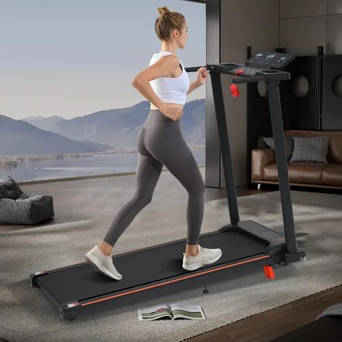 Vista 9 de Cinta de correr con inclinación, Merax - Cintas de correr portátiles para el hogar pequeño, caminadora eléctrica con barra de mango, almohadilla
