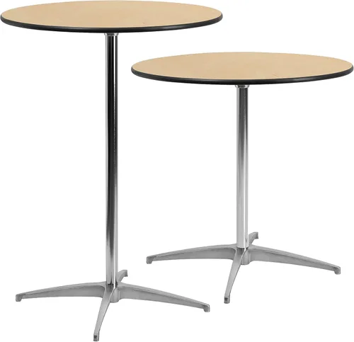 Vista 12 de Mesa de cóctel Flash Furniture redonda de madera con columnas de 30 y 42 pulgadas, Negro