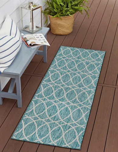 Vista 14 de Unique Loom Outdoor Trellis Collection - Alfombra de área (10 pies, redonda, verde/marfil)