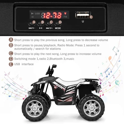 Vista 6 de OLAKIDS 12V Cuatriciclo para niños, vehículo eléctrico de 4 ruedas para niños pequeños, cuatriciclo motorizado con batería para niños y niñas
