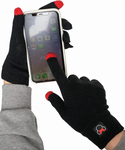 Vista 4 de Disney Adult Knit Beanie Hat and Texting Glove Set Mickey Minnie Mouse Print