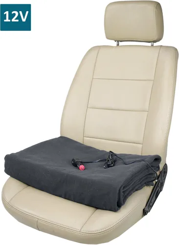 Vista 4 de ObboMed® SH-4210G - Manta eléctrica de lujo ultrasuave de 12 V, 60 W, lujosa manta de viaje para automóvil, con enchufe de encendedor de cigarrillos