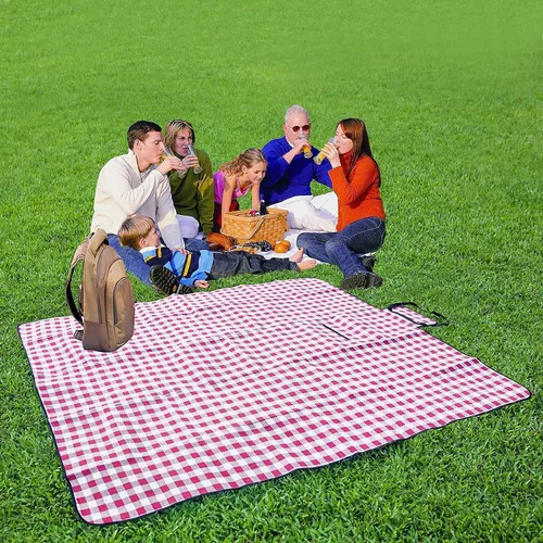 Vista 2 de Manta extragrande para picnic y exteriores con respaldo impermeable de 80 x 90 pulgadas