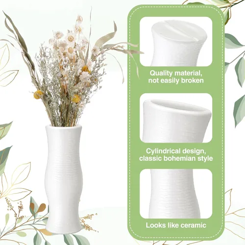 Vista 4 de Didaey Paquete de 10 jarrones de plástico compuesto a granel, pequeños jarrones florales bohemios para ramo de flores secas, centros de mesa