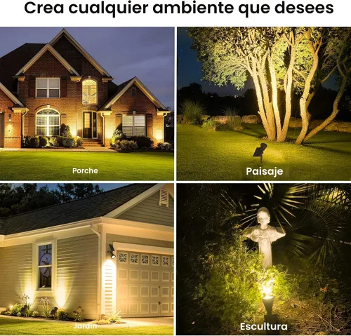 Vista 5 de JEJOT Paquete de 6 focos solares impermeables para exteriores con haz de Blanco cálido