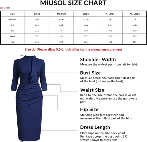 Vista 6 de Miusol - Vestido entallado de cóctel, plisado, estilo retro, cuello medio.