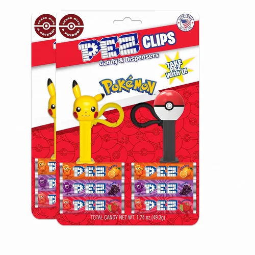Vista 5 de Pokemon PEZ Clips (dos mini dispensadores PEZ en clip de llavero + seis recambios de caramelos)