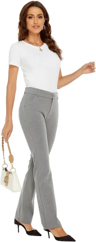 Vista 5 de iChosy Pantalones de vestir elásticos con corte de bota para mujer